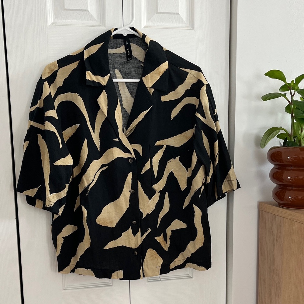 Mango Black and Tan Patterned Shirt